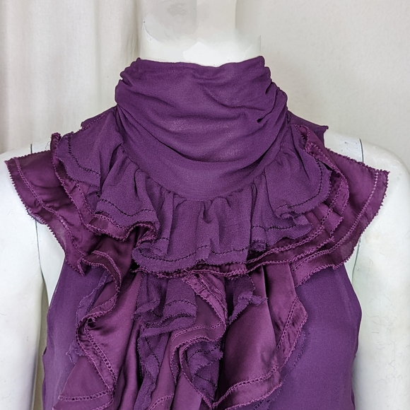 Romantic Purple Silk Dress Ruffles Couture Miss Me Romance - Picture 7 of 12